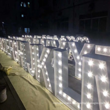 LED  Marquee illuminated Letters  Led Stainless steel bulb letter 3D 3D illuminated sign acrylic Light Signs Letter